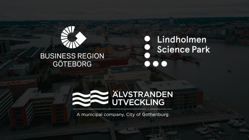 Logotyper för Älvstranden Utveckling, Business Region Gothenburg och Lindholmen Science Park.